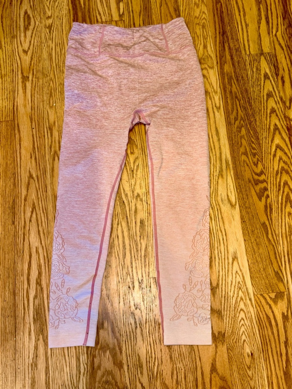 CALIA by Carrie Underwood | Pink Heathered Floral Laser-Cut Leggings